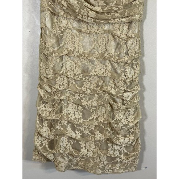 Express Dress 6 Tan Floral Mini Lace Mesh Western Boho Indie Festival Feminine - Picture 6 of 11
